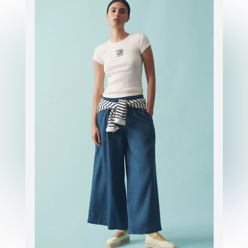 Nwt the Somerset linen wide leg pants in navy